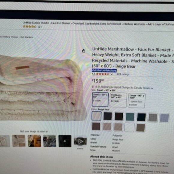 Unhide - For Love not Fur - Marshmallow blanket - Grey - Picture 2 of 2